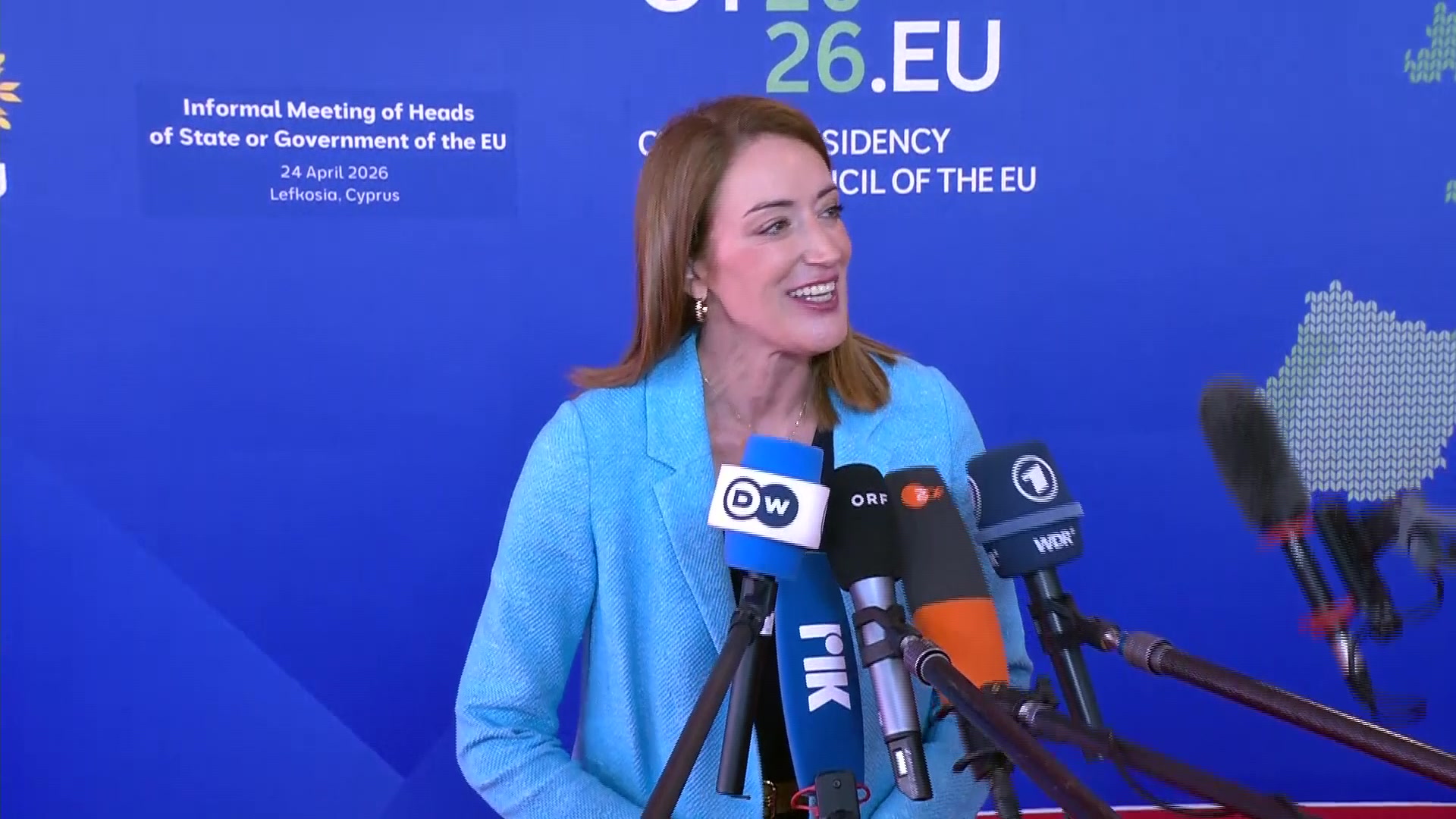Doorstep by Roberta METSOLA, President of the European Parliament at the Informal meeting of Heads of State or Government in Cyprus